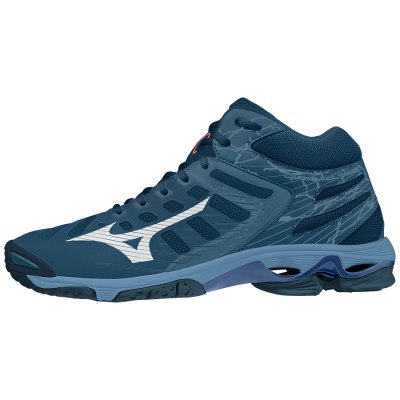 Zapatillas Para Voleibol Mizuno WAVE Voltage Mid Hombre Azules Oscuro / Blancos / Azules - Chile M6